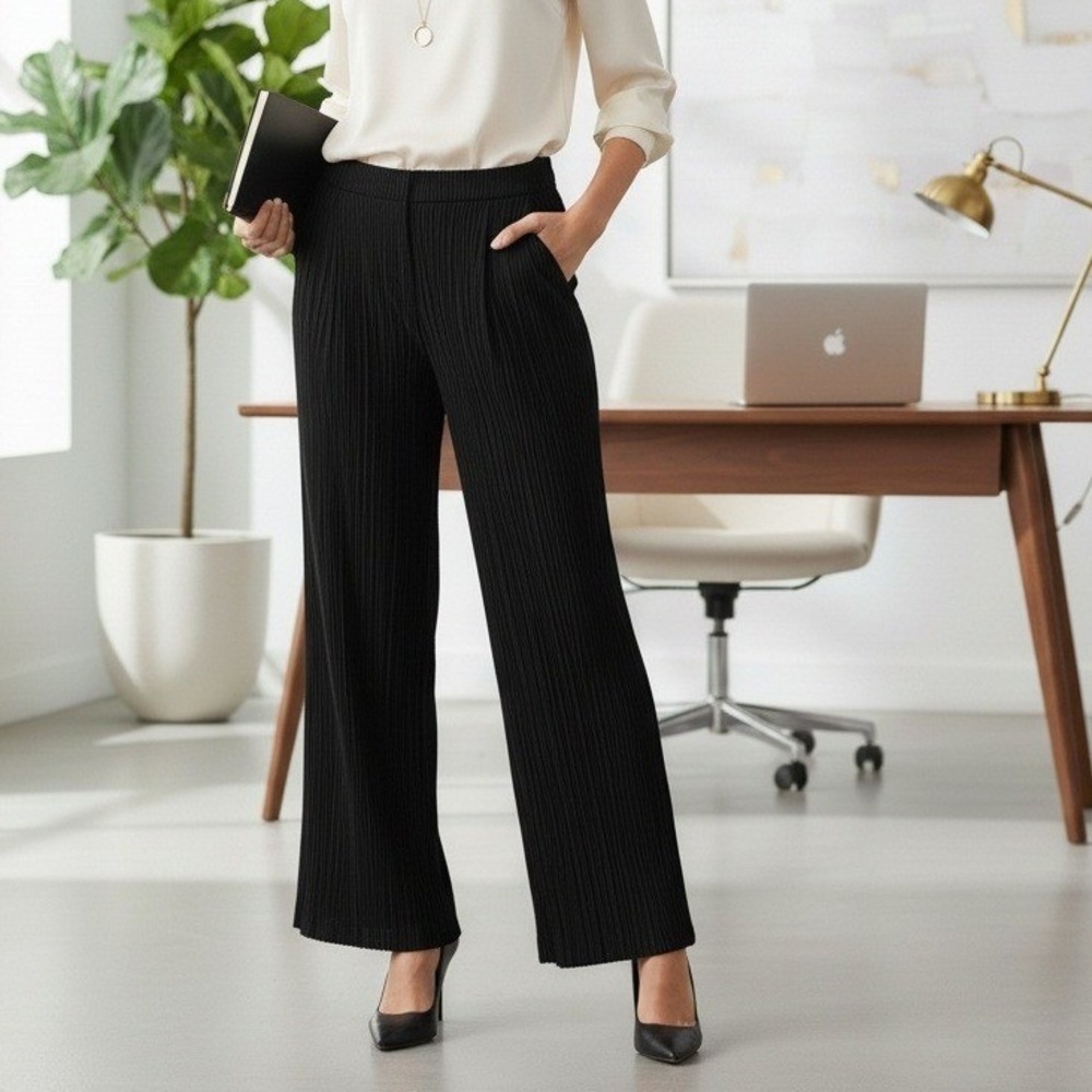 KUT From The Kloth Women's Size 10 Black Wide Leg‎ Dress Pants Cropped Trousers